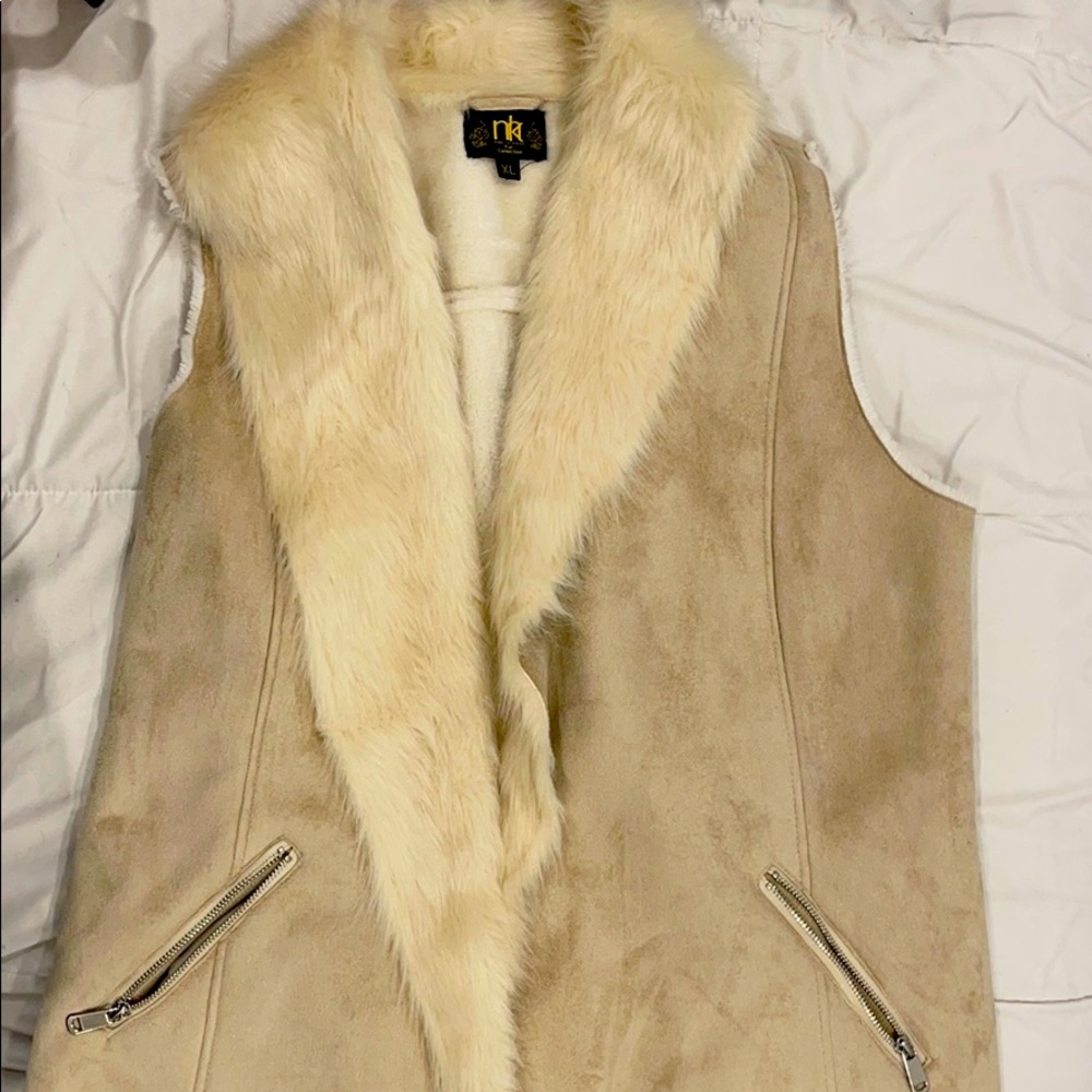 Long vest with faux fur - NKN Fur Collections XL